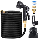 1 x RAW Customer Returns Flexible garden hose 15M 50FT, water hose with 8 functional spray nozzles, 3 4 inch and 1 2 inch with hose hook storage bag water hose insert garden - RRP €20.16