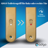 2 x RAW Customer Returns ADGO door handle for 72 WC doors biscuit left right door fitting door fitting long plate aluminum toilet door room door door handle set door handle gold  - RRP €25.92