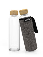 1 x RAW Customer Returns spottle glass bottle 550ml with neoprene cover - mottled black bamboo - RRP €24.9