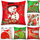 1 x Brand New 6 Christmas Cushion Covers Christmas Decorations Pillow Cover Throw Pillow Case for Sofa Office Bedroom Bright Style, 18 x 18 Inch  - RRP €22.8