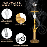 1 x RAW Customer Returns NOBLE HOOKAH 77cm Shisha Set Completely made of aluminum tube with 1 connection and complete shisha accessories - shisha head, beautiful glass vase, molasses catcher, 1 hose and handle gold  - RRP €60.49