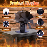 1 x Brand New Roadtime 8 Blades Fireplace Fan with Thermometer, Heat Powered Stove Fan, 158 F Automatic Start Silent Wood Stove Fan for Wood Stove Pellet Stove Fireplace - RRP €20.4