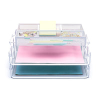 1 x RAW Customer Returns Exerz Letter Trays 2 Pieces Paper Sorter Desk Multifunctional Organizer File Holder for Office, School, Study, 2-in-1 Drawer, Space Saver White Plus  - RRP €22.8