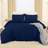 1 x RAW Customer Returns Utopia Bedding Bed Linen 200x200 Set - Microfiber Duvet Cover 200x200 cm 2 Embroidered Pillowcases 50x75 cm - Navy Blue - RRP €20.4