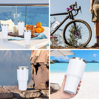 1 x RAW Customer Returns Livole 30oz 900ml drinking cup for men, women, thermal mug coffee to go, camping cup, double-walled stainless steel cup with straw, insulated vacuum coffee cup, travel mug, white - RRP €18.66