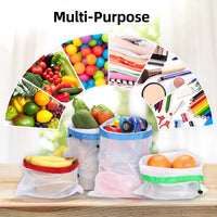 7 x Brand New VacYaYa 12 PCS Drawsting Toy Storage Organization Mesh Organizer Bags Washable Reusable Mesh Produce Bags 4 Large 4 Medium 4 Small - RRP €126.98