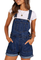 1 x RAW Customer Returns Sovoyontee Women s Jean Shortalls Classic Adjustable Straps Denim Bib Overalls Shorts Rompers Summer Jumpsuits Blue L - RRP €43.99