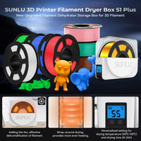 1 x RAW Customer Returns  New Version SUNLU Filament Dryer Box, Upgraded 3D Printer Filament Dryer with Fan, 1.75 2.85 3.00mm 3D Printing Filament Storage Box, S1 Plus, White - RRP €40.33