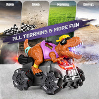 1 x RAW Customer Returns maysida remote controlled car dinosaur from 3 4 5 6 7 8 years gift for children, 2.4 GHz dinosaur car toy, RC car with spray mist, music, LED lights - RRP €39.99