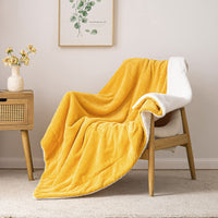 8 x Brand New MIULEE Blanket Grainy Sherpa Blanket Fluffy Blanket Double Wool Blanket Flannel Lamb Blanket Soft Bedspread Bed Throw for Sofa Couch Living Room 125 x 150 cm Golden Yellow - RRP €235.92