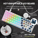 1 x RAW Customer Returns RK ROYAL KLUDGE RK61 QMK Via Mechanical Keyboard 60 Wired Gaming Keyboard RGB Red Switch Hot Swap US Layout Compatible with Mac PC iPad iOS, White - RRP €5.57