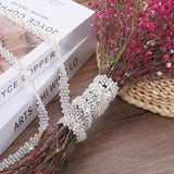 1 x RAW Customer Returns sourcing map 5 Yards Pearls and Rhinestone Beaded Trim Chain Flower Beads for Dress Decoration Craft Creative Decorations Bouquet - RRP €15.21