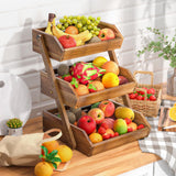 1 x RAW Customer Returns Ga HOMEFAVOR Acacia Wood Fruit Basket for Kitchen Countertop 3 Tier Removable Fruit Stand Fruit Bowl Holder for Counter for Vegetables, Bread, Snack - RRP €53.71