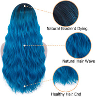 1 x RAW Customer Returns Mildiso Women s Wig Blue Long Wavy Curls Natural For Women Everyday Anime Cosplay Costume Party Halloween Carnival 026A - RRP €24.19