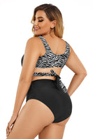 1 x RAW Customer Returns SHEKINI Women s Two Piece Swimsuit Cross Lace Up Push Up Bikini Top Plus Size Breasts Bikini Set High Waist Bikini Bottoms Swimwear X-Large, Zebra Print  - RRP €34.27