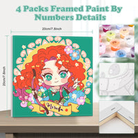 1 x Brand New NAIMOER 4 Pieces Framed Paint By Numbers Kids, DIY Princess Paint By Numbers Children Adults, Cartoon Paint By Numbers Kits Cartoon Paint By Numbers Canvas for Home Decor 8x8in - RRP €20.4