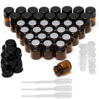 1 x RAW Customer Returns BELLE VOUS Pack of 50 1 ml Glass Bottles Essential Oil Samples - Amber Bottles with Inserts - Oil Bottle with Black Lids and Droppers - Refillable Perfume Bottle, Aromatherapy - RRP €17.15