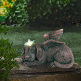 1 x RAW Customer Returns Yeomoo Dog Angel Solar Garden Decoration Figures for Outdoors with Buttfly - Weatherproof Animal Statue Balcony Decoration, Sleeping Puppy Solar Powered Figure Grave Decoration Tombstone, Gifts for Women Mom Copper - RRP €43.99