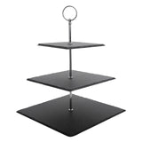 1 x RAW Customer Returns MALACASA, Sweet.Time series, Etagere slate plate 3-tier cheese plate slate cupcake dessert stand cake stand serving stand square - RRP €29.23