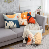 2 x RAW Customer Returns Cushion cover Boho decorative pillows Geometric leaves cushion covers Sofa cushions 50 x 50 cm Colorful abstract pattern cushion cover Decorative linen throw pillow covers Cushions for sofa armchair Home bedroom  of 4 - RRP €45.4