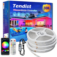 1 x RAW Customer Returns TENDIST LED Strip Outdoor, IP67 RGB Outdoor LED Strip, 24V LED Tape Waterproof Outdoor Waterproof Controller, 30M-IP65  - RRP €60.98