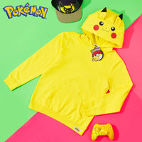 1 x RAW Customer Returns Pokemon Pullover Boys Hoodie Kids Pikachu Pokeball 7-8 Years, Yellow  - RRP €23.83