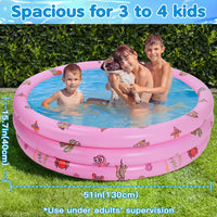 1 x RAW Customer Returns Highttoy Paddling Pool, 51 Inch Round Inflatable Pool, Inflatable Paddling Pool for Baby Boys and Girls, Durable PVC 3 Individual Air Chambers, Pink 130 x 40cm  - RRP €22.26