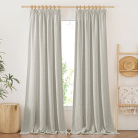 1 x RAW Customer Returns PONY DANCE linen curtains with ruffle tape curtains for rail system set of 2 H 245 x W 140 cm boho curtains living room linen curtains semi-transparent linen curtains, grey-green - RRP €37.26