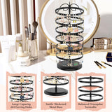 1 x RAW Customer Returns iDavosic.ly Earring Storage with 6 Levels, Metal Earring Stand Earring Holder Jewelry Stand Tree 264 Holes, Rotatable Jewelry Storage Earrings Jewelry Display Organizer, Black - RRP €32.99