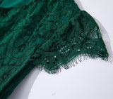 1 x RAW Customer Returns Ugitopi Girls Lace Long Dress Kids Tulle Party Princess Dress Dark Green, 120  - RRP €30.99