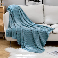 1 x RAW Customer Returns MIULEE Cuddly blanket, fleece blanket, flannel blanket, plain blanket, couch blanket, fluffy throw, microfibre bedspread, sofa blanket, blanket for bed, sofa, bedroom, office, 60 x 80 inches, 150 x 200 cm, grey-blue - RRP €30.32