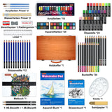 1 x RAW Customer Returns Shuttle Art 118-piece painting set, deluxe painting case with acrylic paints, colored pencils, oil pastels, watercolor paints, wax crayons, coloring book, watercolor pad, wooden case, suitable for children and adults - RRP €39.34