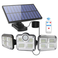 1 x RAW Customer Returns Solar lamps for outdoors and indoors - LED solar lights with motion detector solar light with 3 adjustable heads, 270 wide angle, waterproof solar wall light with remote control and 16.5 ft cable - RRP €19.66