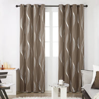 1 x RAW Customer Returns Deconovo curtains with eyelets, blackout curtains, sun protection, thermal curtain for children s room with pattern, 245 x 140 cm height x width , taupe, set of 2 - RRP €44.17