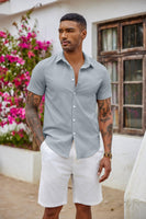 1 x RAW Customer Returns COOFANDY short sleeve shirt men s shirts short sleeve summer business shirt beach shirt plain casual shirt short sleeve shirt men s shirt basic shirt for men light blue XL - RRP €24.99