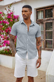 1 x RAW Customer Returns COOFANDY short sleeve shirt men s shirts short sleeve summer business shirt beach shirt plain casual shirt short sleeve shirt men s shirt basic shirt for men light blue 2XL - RRP €24.99