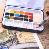 1 x RAW Customer Returns Artecho watercolor paint set, 18 basic colors watercolors, watercolor with water tank brush, portable watercolor painting box, perfect for beginners and professionals - RRP €9.99