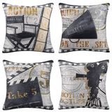 5 x Brand New HomeStilez Set of 4 Cushion Covers 45 x 45 cm Vintage Film Pattern Cushion Cover Square Cinema Film Projector Cotton Linen Throw Pillow Sofa Cushion Decorative Pillow Cover for Sofa Bed and Chair - RRP €94.9