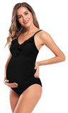 1 x RAW Customer Returns SHEKINI Maternity One-Piece Swimsuit Women s Ruffle Bandeau Ruched Adjustable Bikini Large Sizes Maternity Swimsuit One-Piece Bikini Pregnancy XL, Black  - RRP €37.68