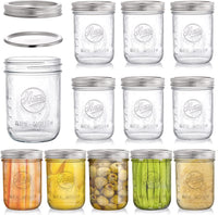 1 x RAW Customer Returns Tebery 12 Pack Mason Jars 16oz Preserving Jars with Lids, Labels, Storage Jars for Jam, Honey, Wedding Gifts, Baby Food - RRP €29.66