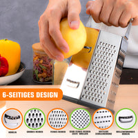 1 x RAW Customer Returns TELANKS 6-sided grater, square grater made of stainless steel 20 x 12 cm , grater for vegetables, hand grater slicer chopper, standing grater, kitchen grater with non-slip base - RRP €14.99