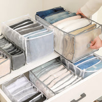 1 x RAW Customer Returns MJARTORIA Wardrobe Organizer 9 Compartments Storage Boxes Mesh Organizer Drawers Organization System Foldable for T-Shirts Shirts Long Sleeves Bottoms, Easy to Clean with Handle - RRP €10.07