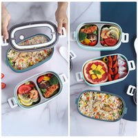 1 x RAW Customer Returns UHAPEER lunch box for adults, food box with bag, lunch box for children with 3 compartments, portable leak-proof lunch box, microwave-safe bento box for work, school, picnic, travel - RRP €25.78