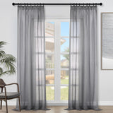 1 x RAW Customer Returns Topfinel Curtains with Ruffle Tape Gray Curtains Semi-Transparent Voile Curtain Living Room Modern 140 x 245 cm W x H Curtain Bedroom Window Curtains - RRP €27.99