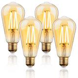 1 x RAW Customer Returns FLSNT Dimmable Edison Light Bulb E27 Vintage, ST64 Retro LED Filament Light Bulb E27 LED Warm White, 7W Replaces 60W , 700LM 2700K Warm White, Amber Glass, 4 Pack - RRP €24.2