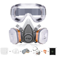 1 x RAW Customer Returns AirGearPro G-500 Reusable Respiratory Protection Mask, Anti Dust, Anti Gas with Filters and Protective Goggles for Painting, Work, DIY, Sanding - RRP €35.99