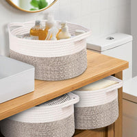 1 x RAW Customer Returns OUTBROS Storage basket set of 3, cotton rope woven basket, woven basket, decorative woven storage basket, stackable multi-purpose organizational container, beige brown - RRP €32.66