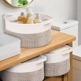 1 x RAW Customer Returns OUTBROS Storage Basket, Cotton Rope Woven Basket, Wicker Basket, Decorative Woven Storage Basket, Stackable Multi-Purpose Organization Container, Beige Brown - RRP €23.99