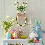 1 x RAW Customer Returns DELICHTER Easter Bunny Wreath with Linen Bow, 25 LEDs Willow Wreath with Spring Easter Decoration Battery Operated and Timer for Easter Front Door Wall Window 44cm Warm White  - RRP €20.16