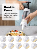 1 x RAW Customer Returns GDL pastry press, cookie press with 12 stencils and 10 nozzles, decorating syringe for DIY cookie baking, churros baking and cake decoration. White  - RRP €25.2